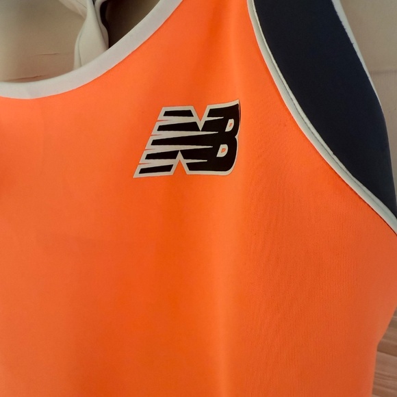 New Balance Racerback Workout Tank Top | Small Orange Navy - Picture 6 of 7